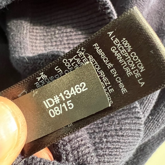 Express Mens M Navy Quarter Zip Pullover Sweater 100% Cotton Knit Lion Logo - Picture 11 of 12